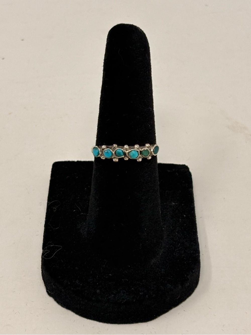 Native Made Turquoise Sterling Silver Ring Size 5
